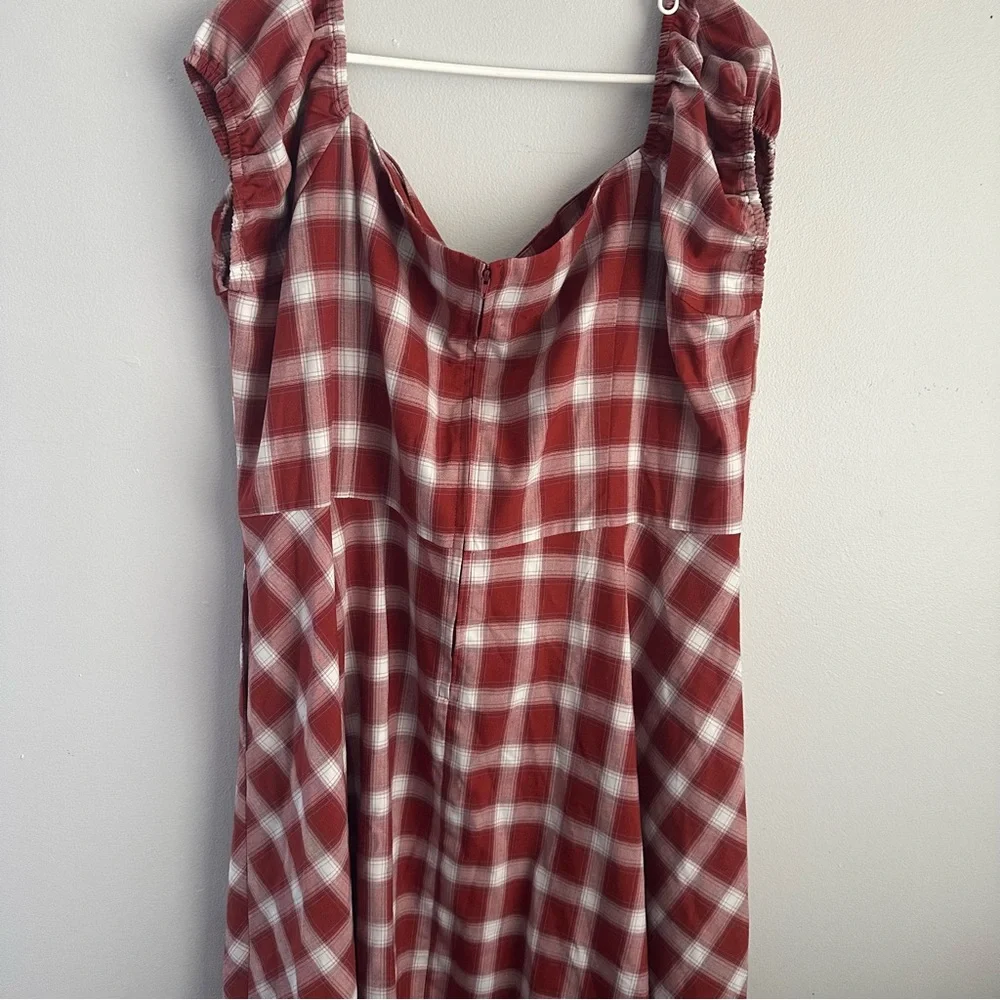 2x women’s gingham plaid off shoulder midi dress royal monk 3x 2xl 3x retro - Picture 3 of 7